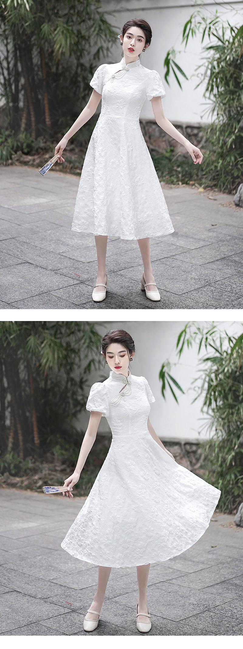 Chic-Jacquard-Mock-Neck-Modern-Qipao-Dress-Prom-Midi-Gown15