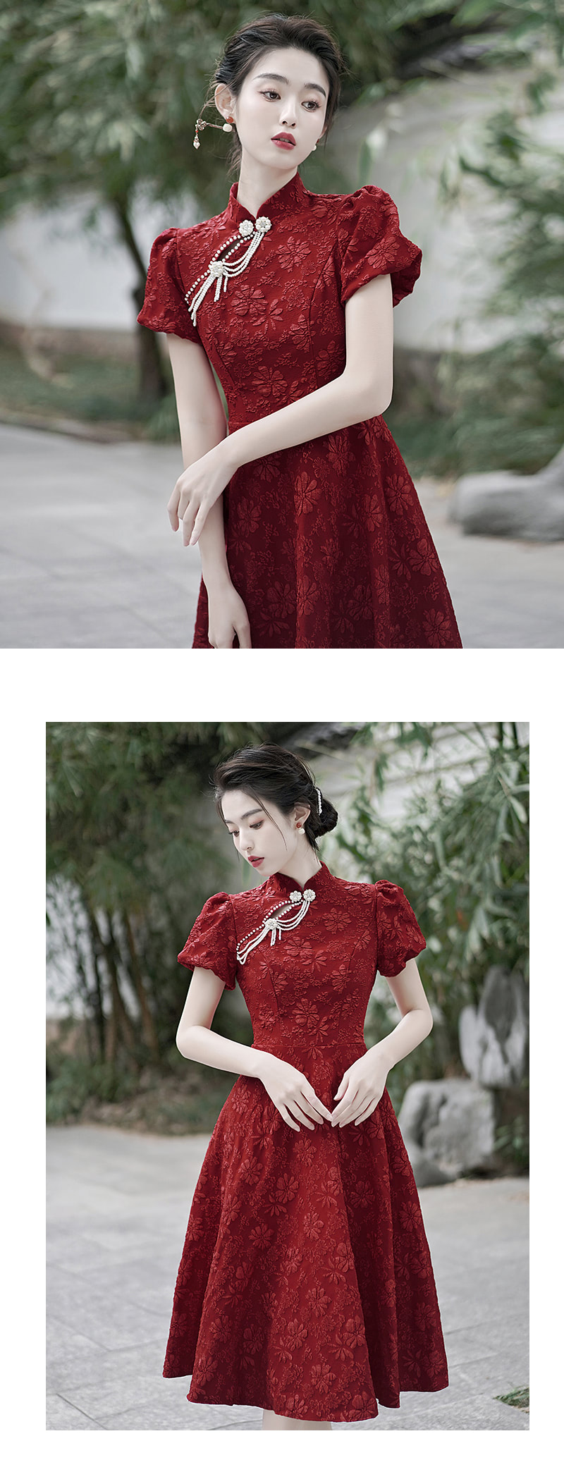 Chic-Jacquard-Mock-Neck-Modern-Qipao-Dress-Prom-Midi-Gown16