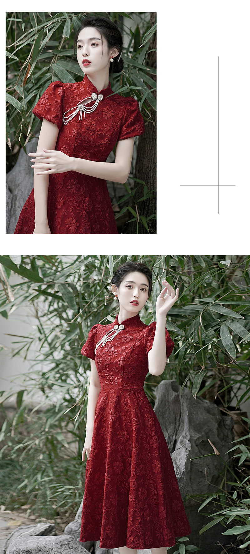 Chic-Jacquard-Mock-Neck-Modern-Qipao-Dress-Prom-Midi-Gown17