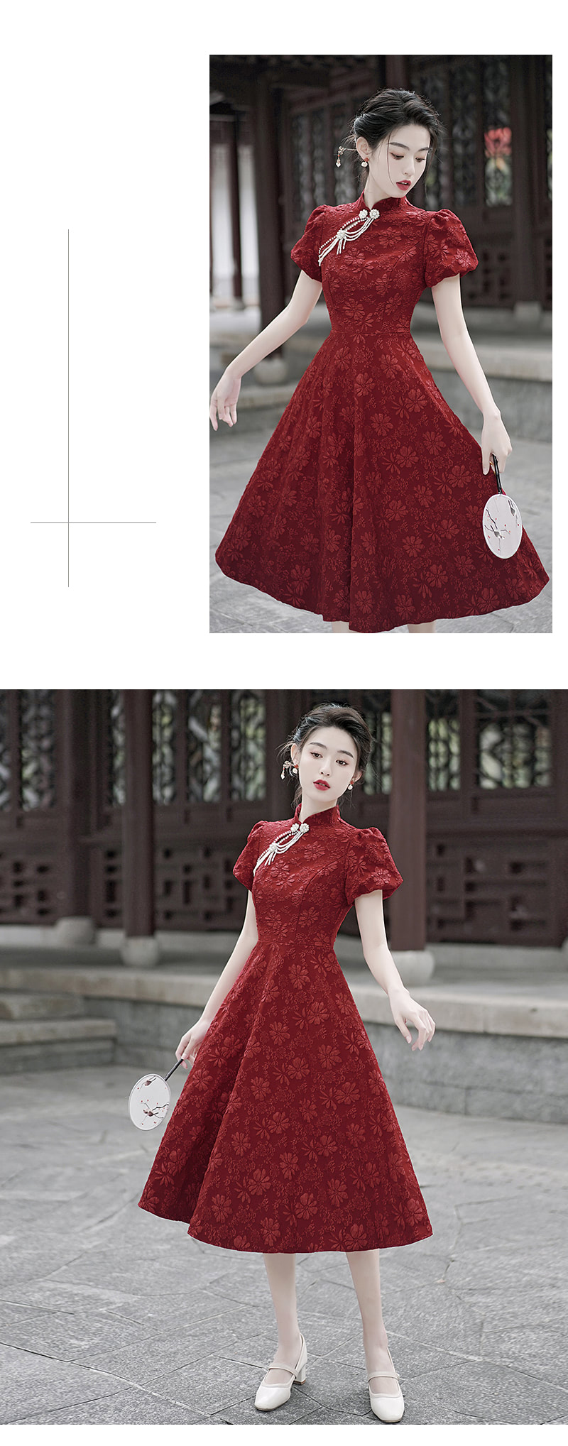 Chic-Jacquard-Mock-Neck-Modern-Qipao-Dress-Prom-Midi-Gown19