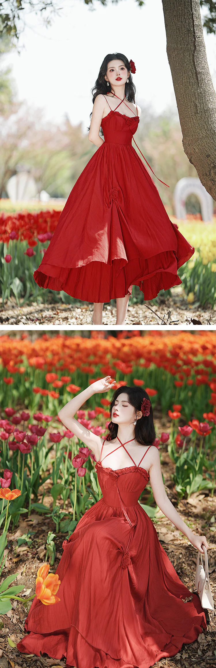 red flowy beach dress Women's My Unique Perspective Tiered Ruffle Midi Dress in White main image 1