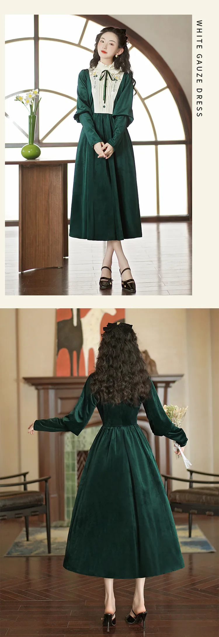 Chic-Vintage-Style-Green-Velvet-Ruffle-Neck-Long-Sleeve-Casual-Dress15