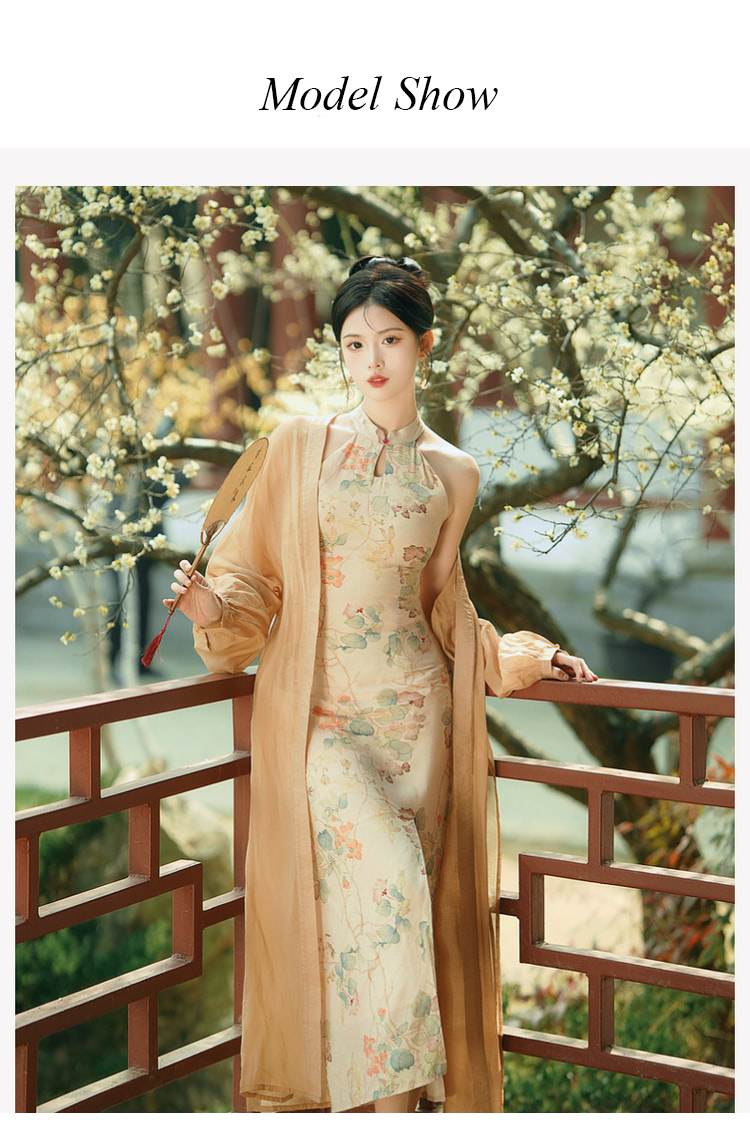 Chinese-Lotus-Print-Modern-Halter-Qipao-Cheongsam-Casual-Dress10