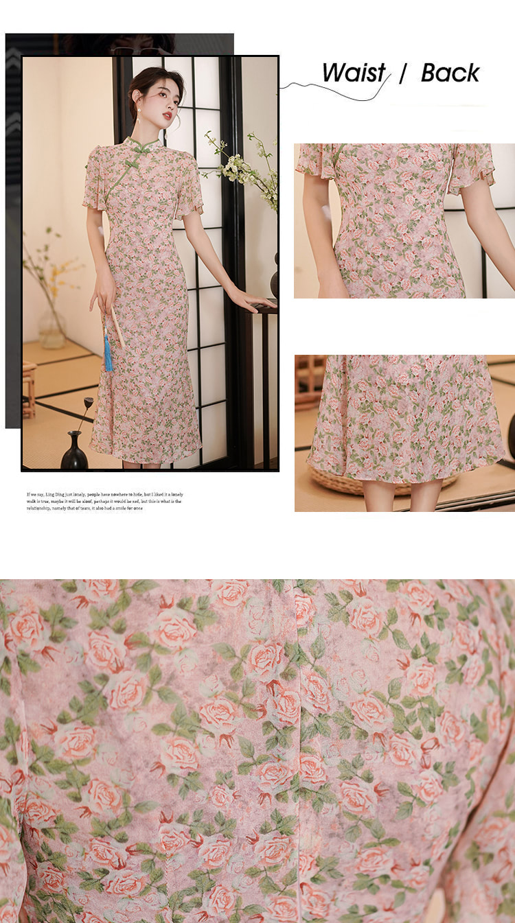 Chinese-Modern-Pink-Floral-Print-Cheongsam-Daily-Qipao-Dress09