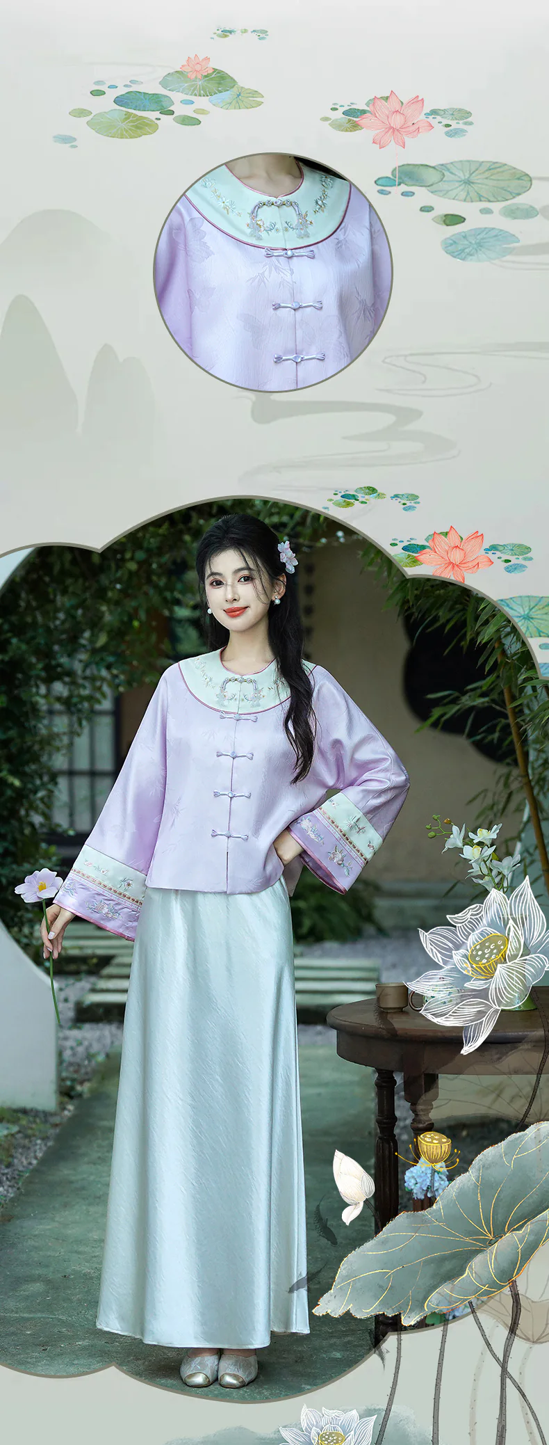 Chinese-Style-Purple-Jacquard-Blouse-Apricot-White-Camisole-Satin-Skirt-Set08