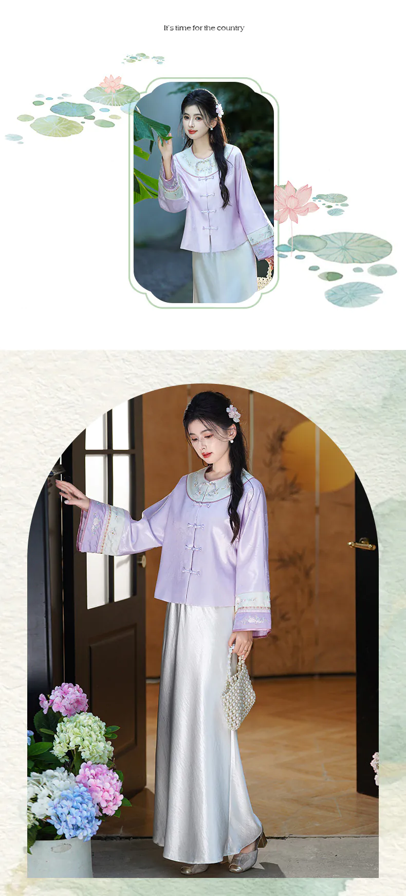 Chinese-Style-Purple-Jacquard-Blouse-Apricot-White-Camisole-Satin-Skirt-Set09