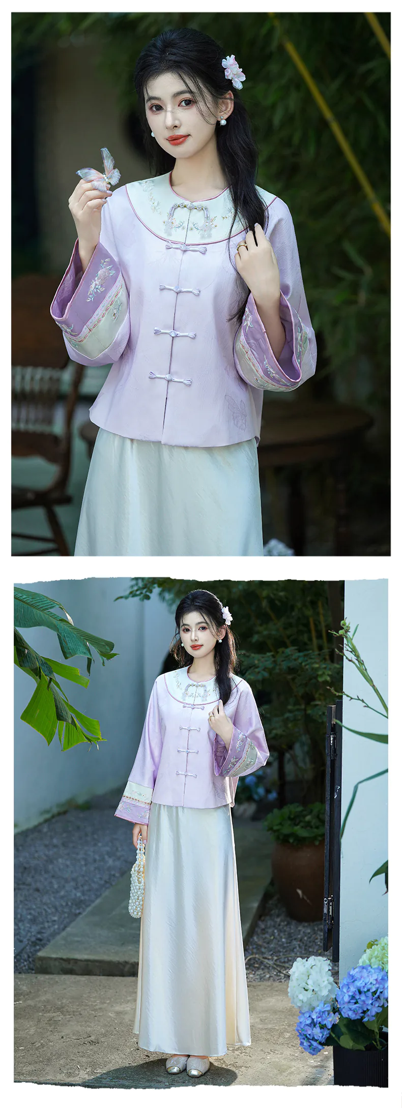 Chinese-Style-Purple-Jacquard-Blouse-Apricot-White-Camisole-Satin-Skirt-Set13