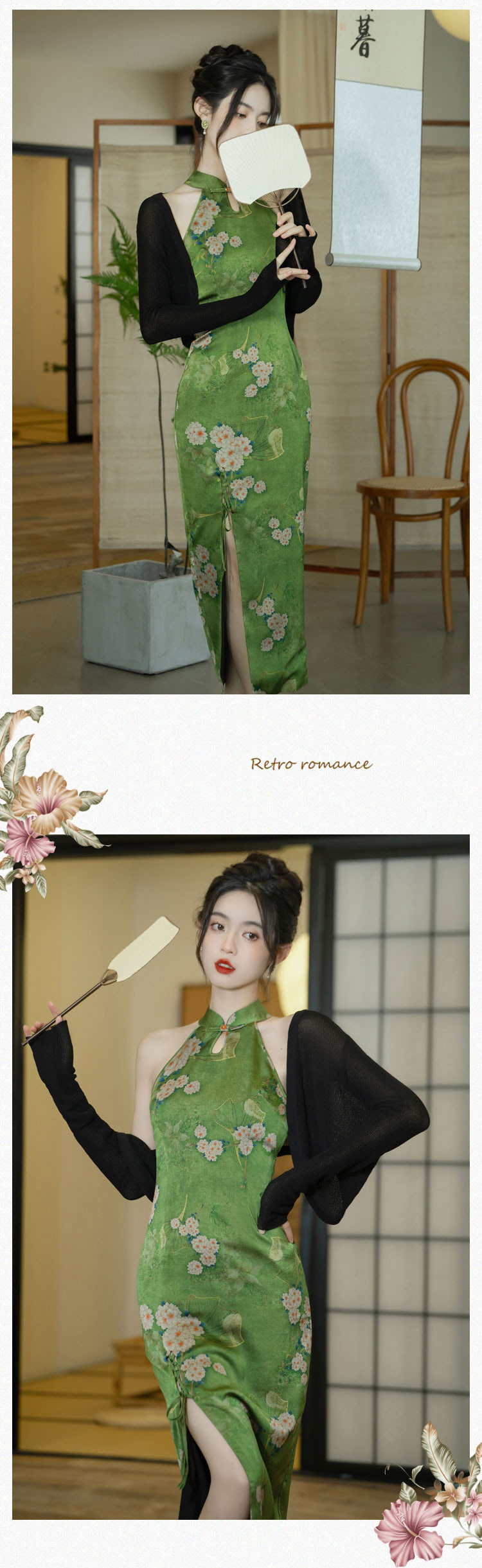 Classic-Green-Chinese-Cheongsam-Dress-Midi-Qipao-Gowns-Costume11