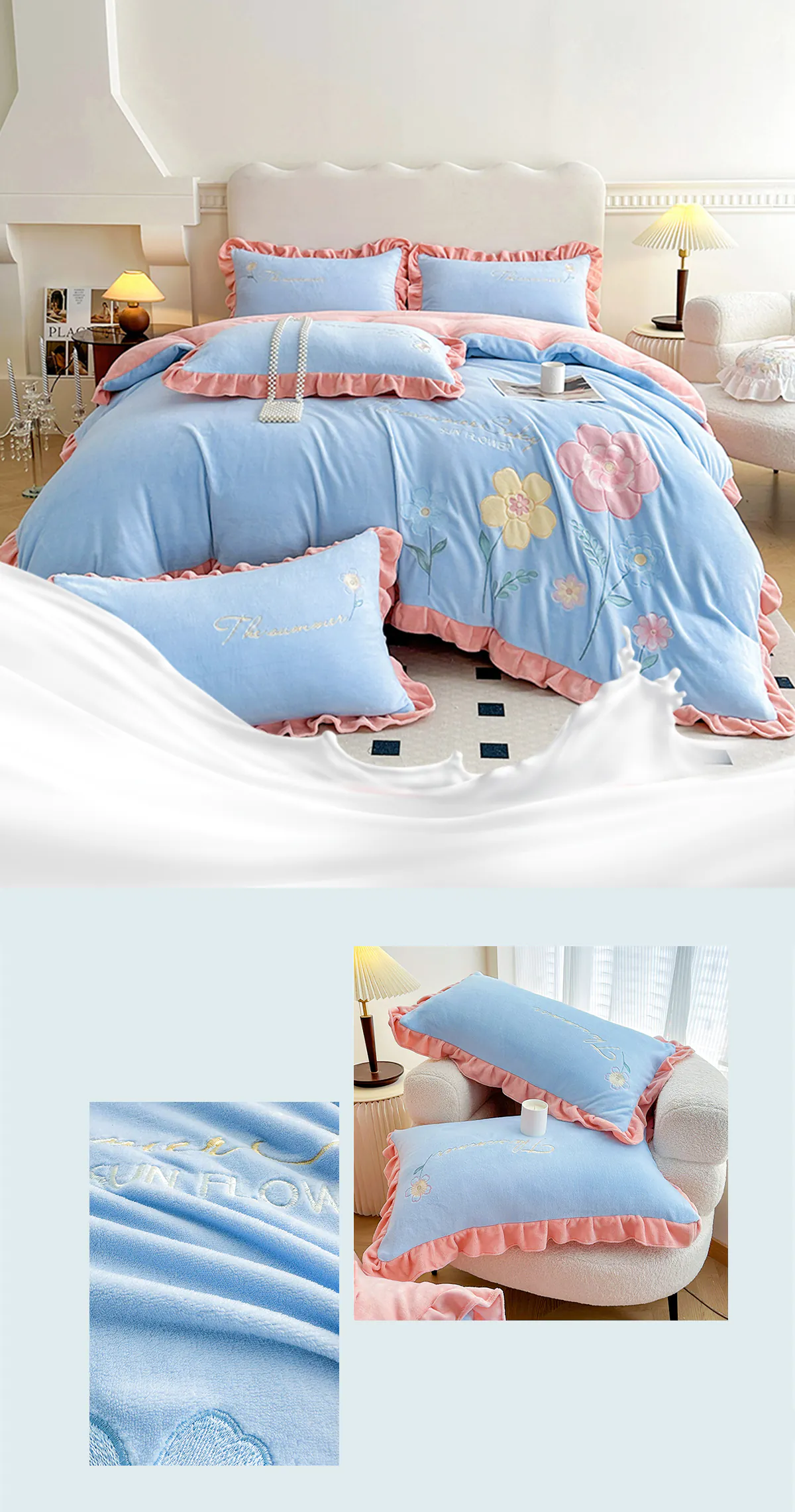 Comfy-Milk-Fiber-Embroidery-Quilt-Cover-Bed-Sheet-Pillowcases-Set18