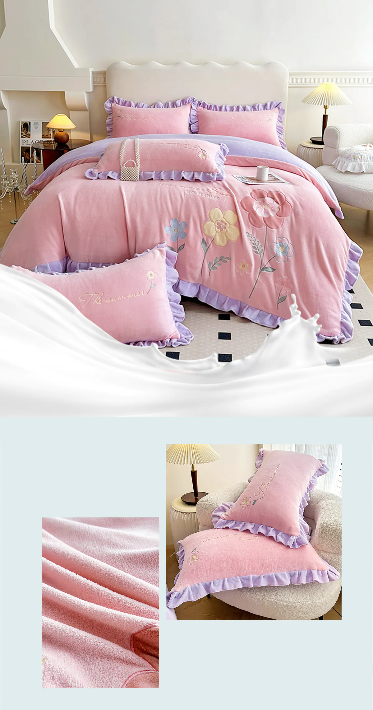 Comfy-Milk-Fiber-Embroidery-Quilt-Cover-Bed-Sheet-Pillowcases-Set23