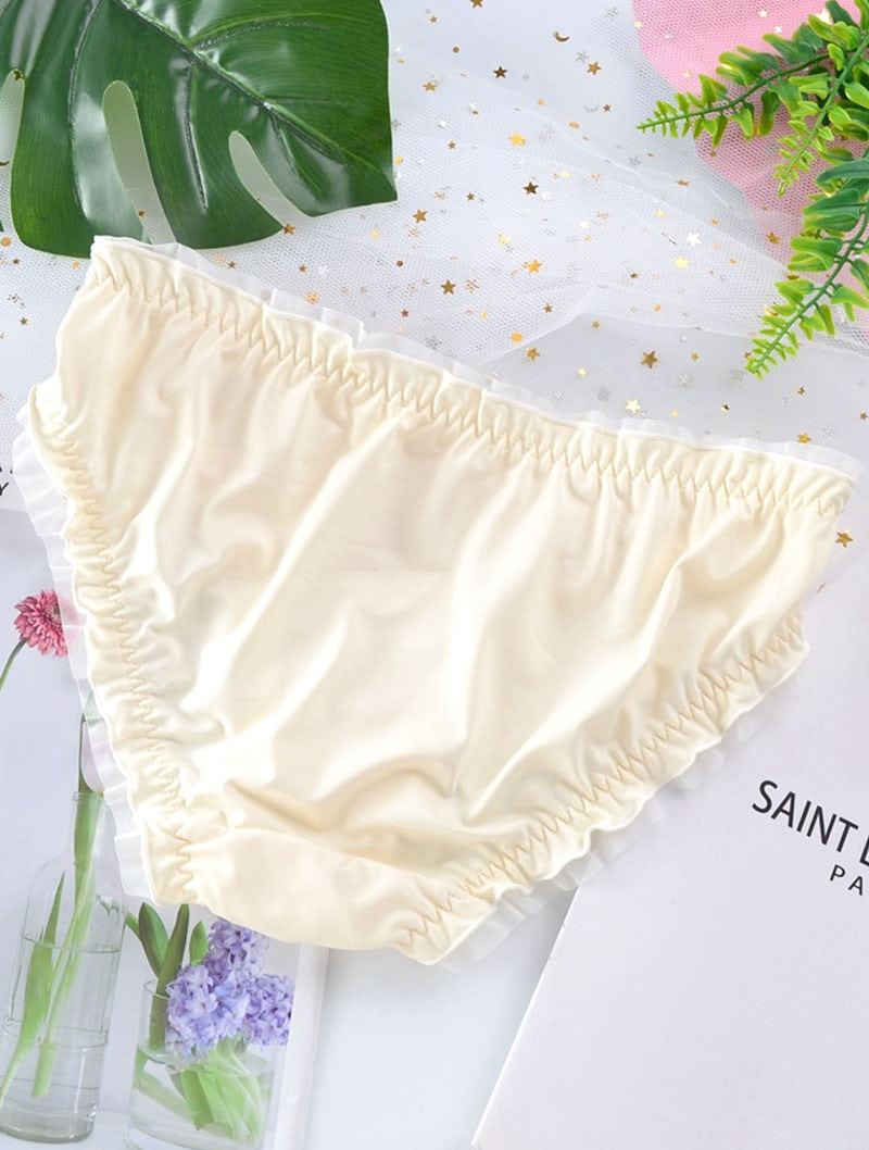 Cute Rabbit Embroidery Mesh Fleece Milk Fiber Satin Underwear04
