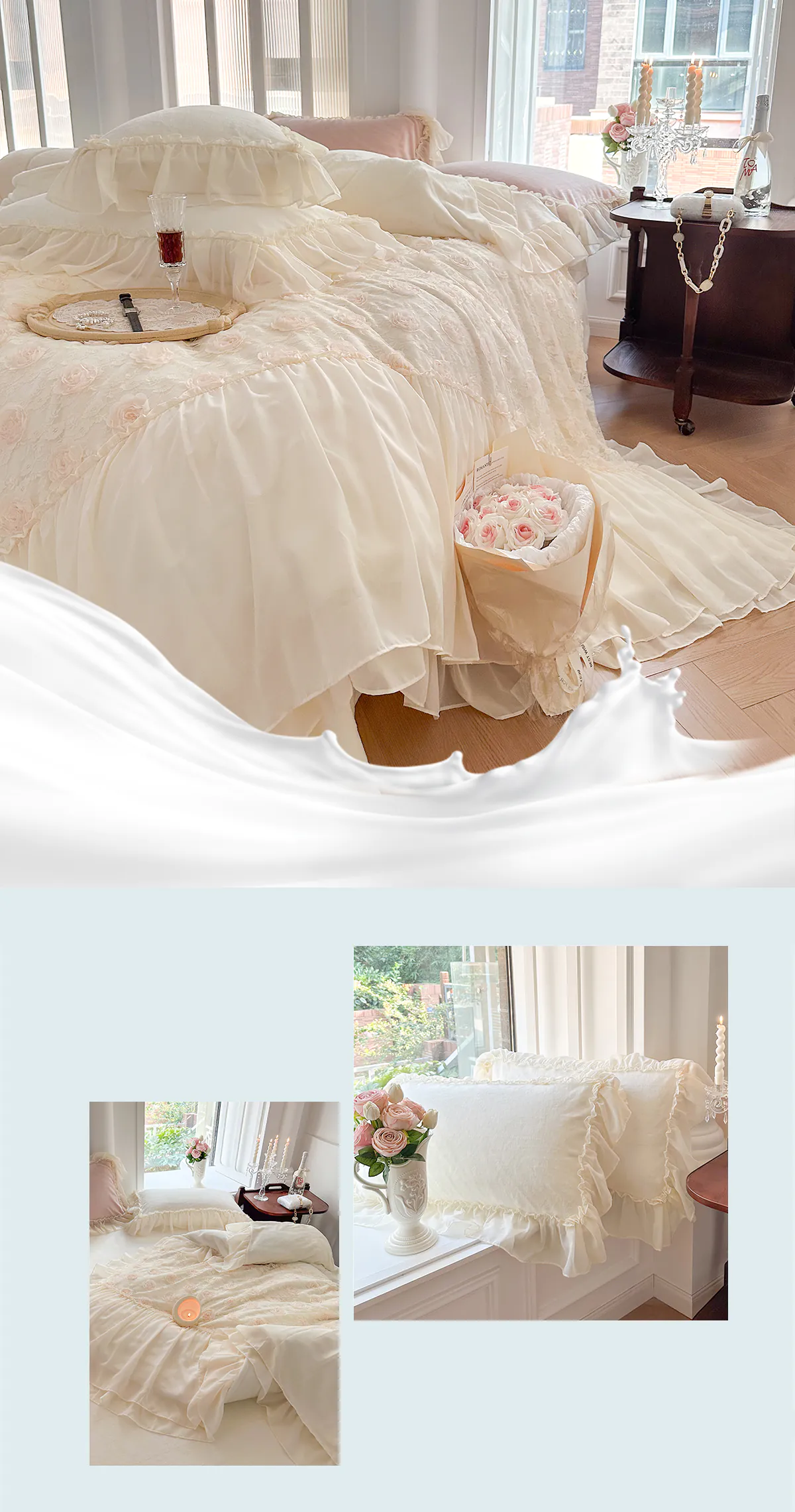 Elegant-Milk-Fiber-Chiffon-Lace-Flower-Duvet-Cover-Bedding-4-Pcs-Set17