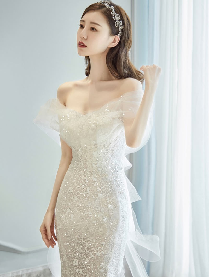 Elegant Off Shoulder Toast Party Engagement Fishtail Long Dress02