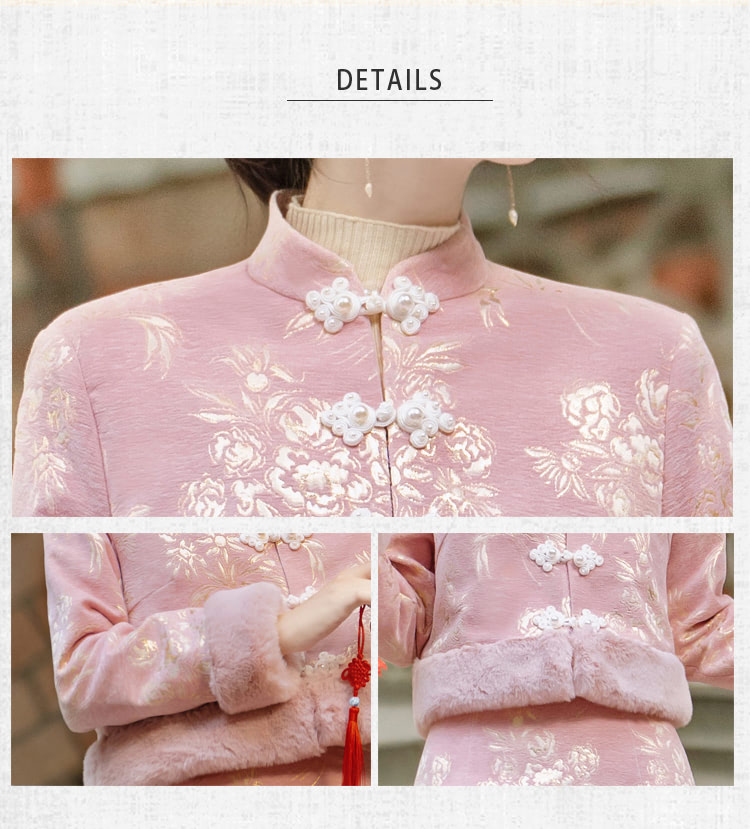 Elegant-Pink-Jacquard-Thick-Warm-Modern-Qipao-Dress-Casual-Outfit07