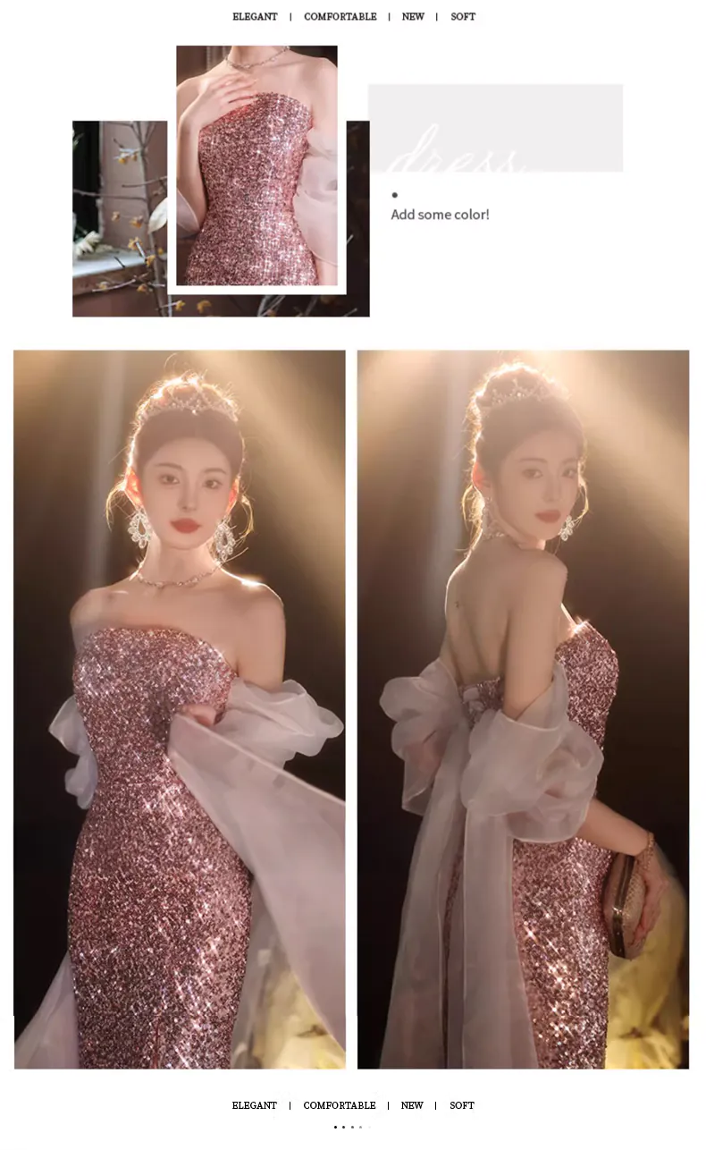 Elegant-Pink-Sequin-Mermaid-Evening-Gown-Split-Cocktail-Prom-Maxi-Dress12