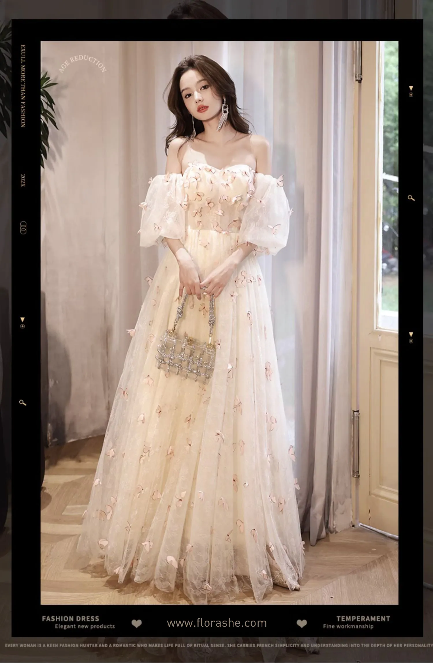 Ethereal-Champagne-Off-Shoulder-3D-Butterfly-Tulle-Formal-Long-Dress07
