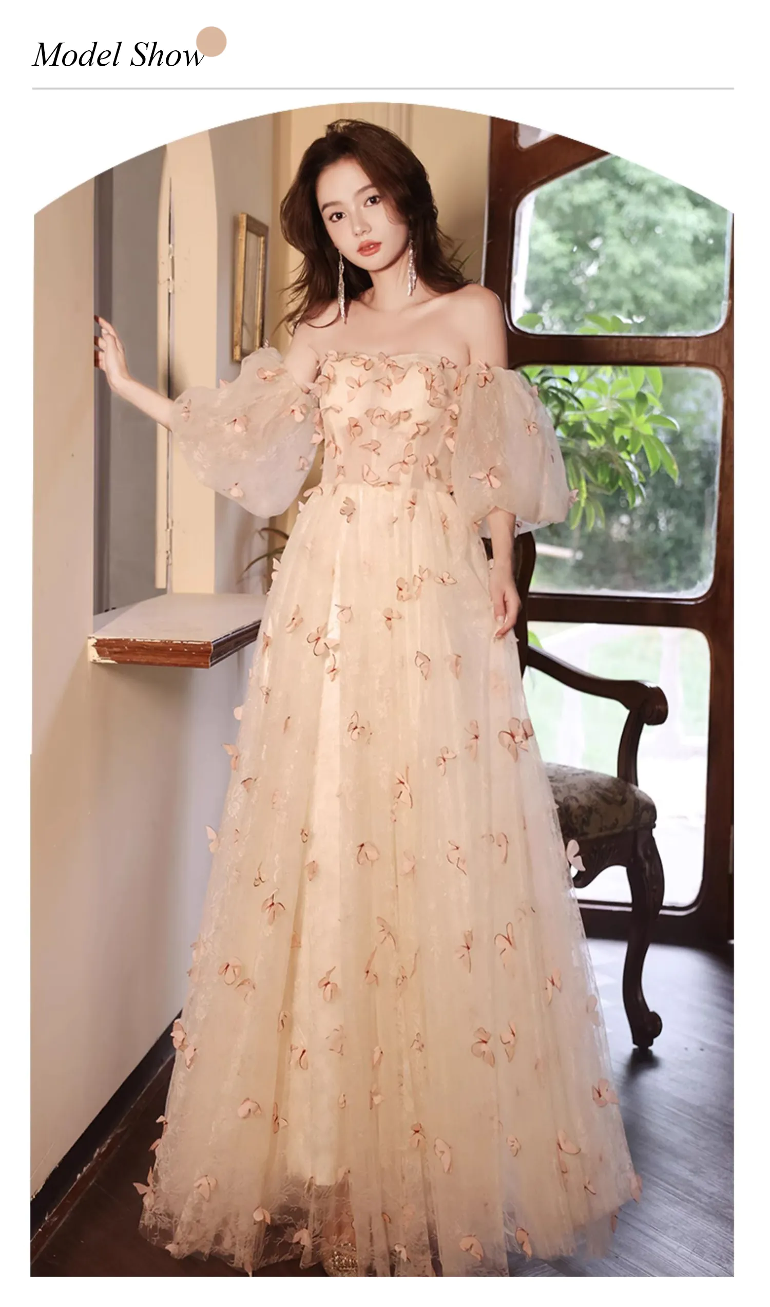 Ethereal-Champagne-Off-Shoulder-3D-Butterfly-Tulle-Formal-Long-Dress10