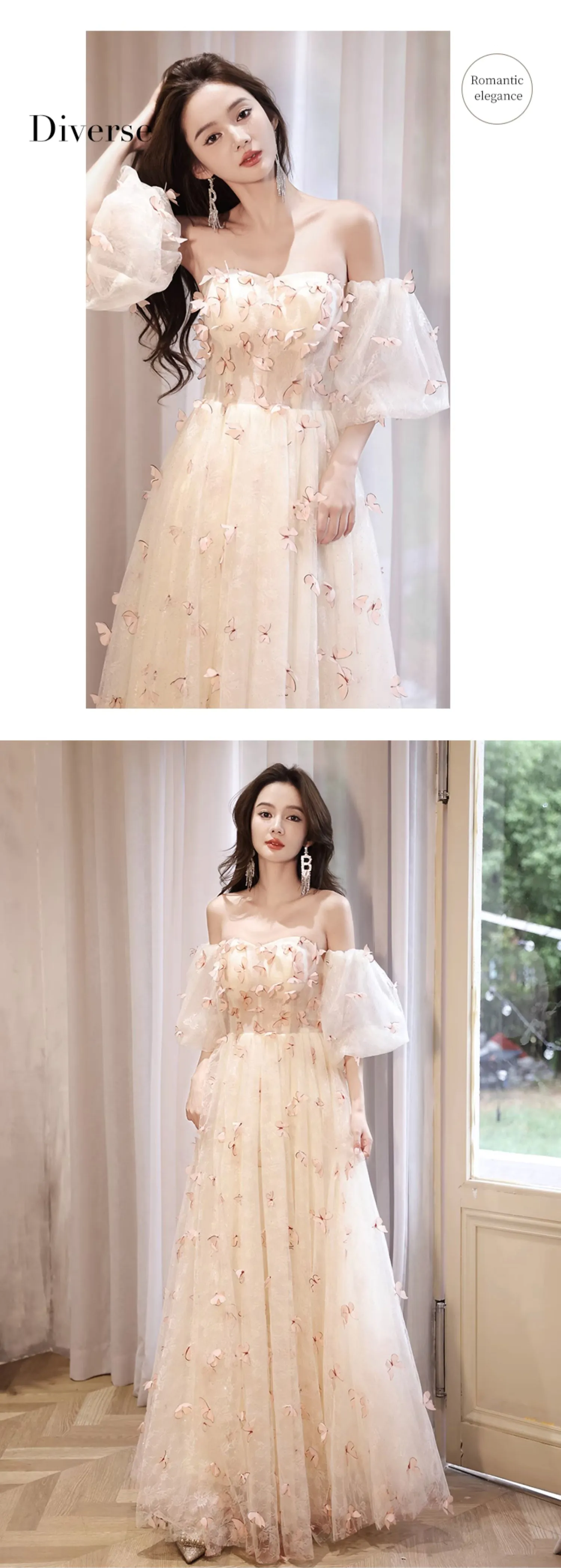 Ethereal-Champagne-Off-Shoulder-3D-Butterfly-Tulle-Formal-Long-Dress13