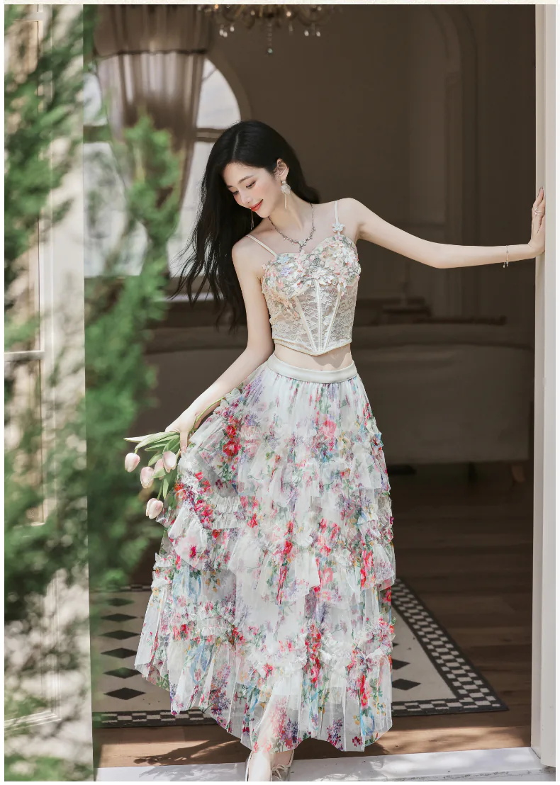 Fairy-Floral-Lace-Camisole-Ruffled-Midi-Skirt-with-Sheer-Cardigan-3-Piece-Set07