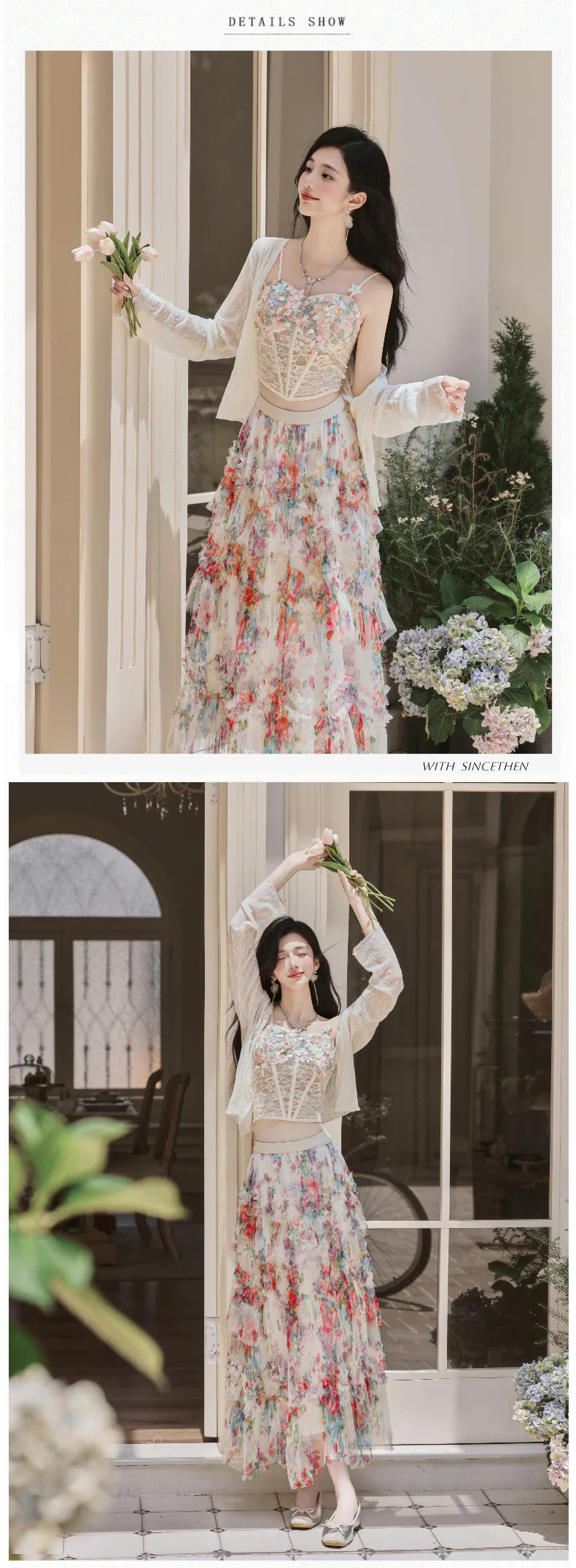 Fairy-Floral-Lace-Camisole-Ruffled-Midi-Skirt-with-Sheer-Cardigan-3-Piece-Set10