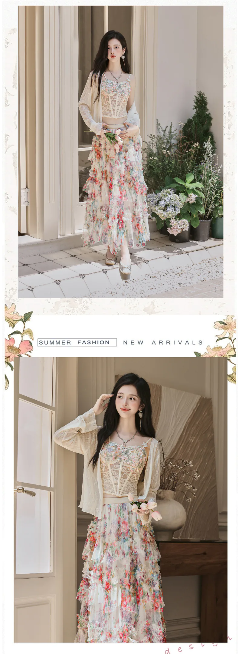 Fairy-Floral-Lace-Camisole-Ruffled-Midi-Skirt-with-Sheer-Cardigan-3-Piece-Set11