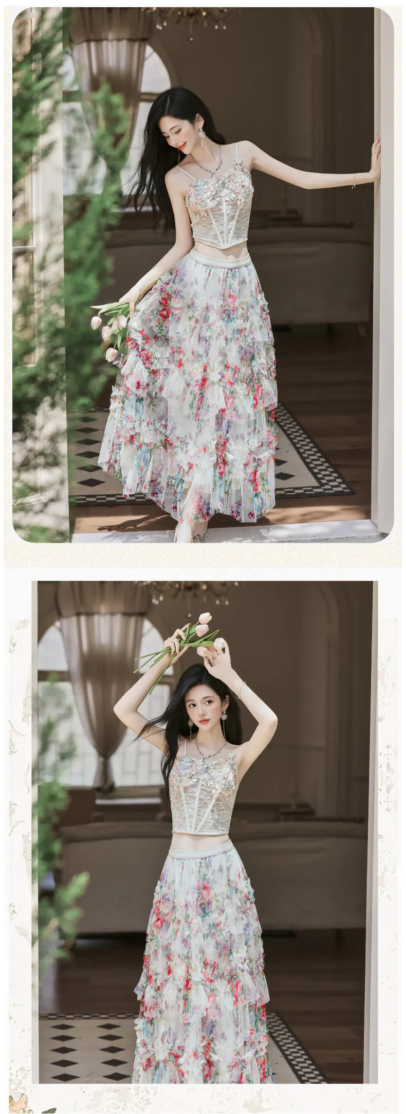 Fairy-Floral-Lace-Camisole-Ruffled-Midi-Skirt-with-Sheer-Cardigan-3-Piece-Set13