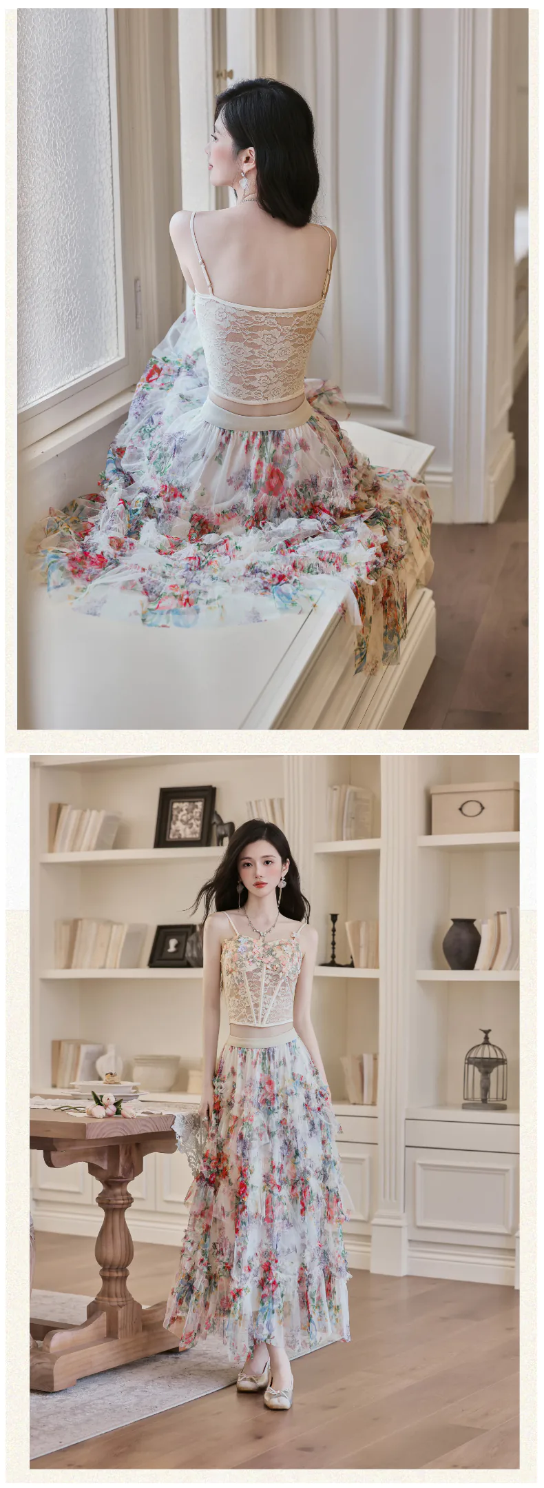 Fairy-Floral-Lace-Camisole-Ruffled-Midi-Skirt-with-Sheer-Cardigan-3-Piece-Set15