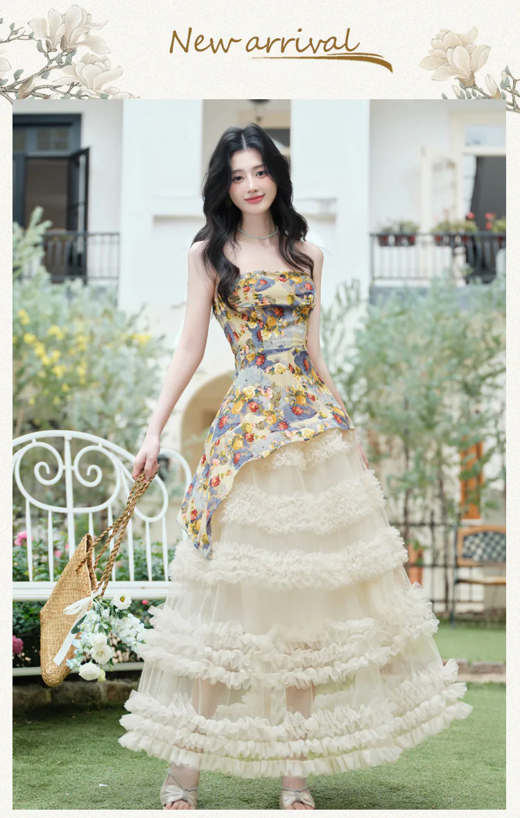 Fairy-Floral-Strapless-Asymmetrical-Top-with-Cream-Burnout-Ruffled-Tulle-Skirt07