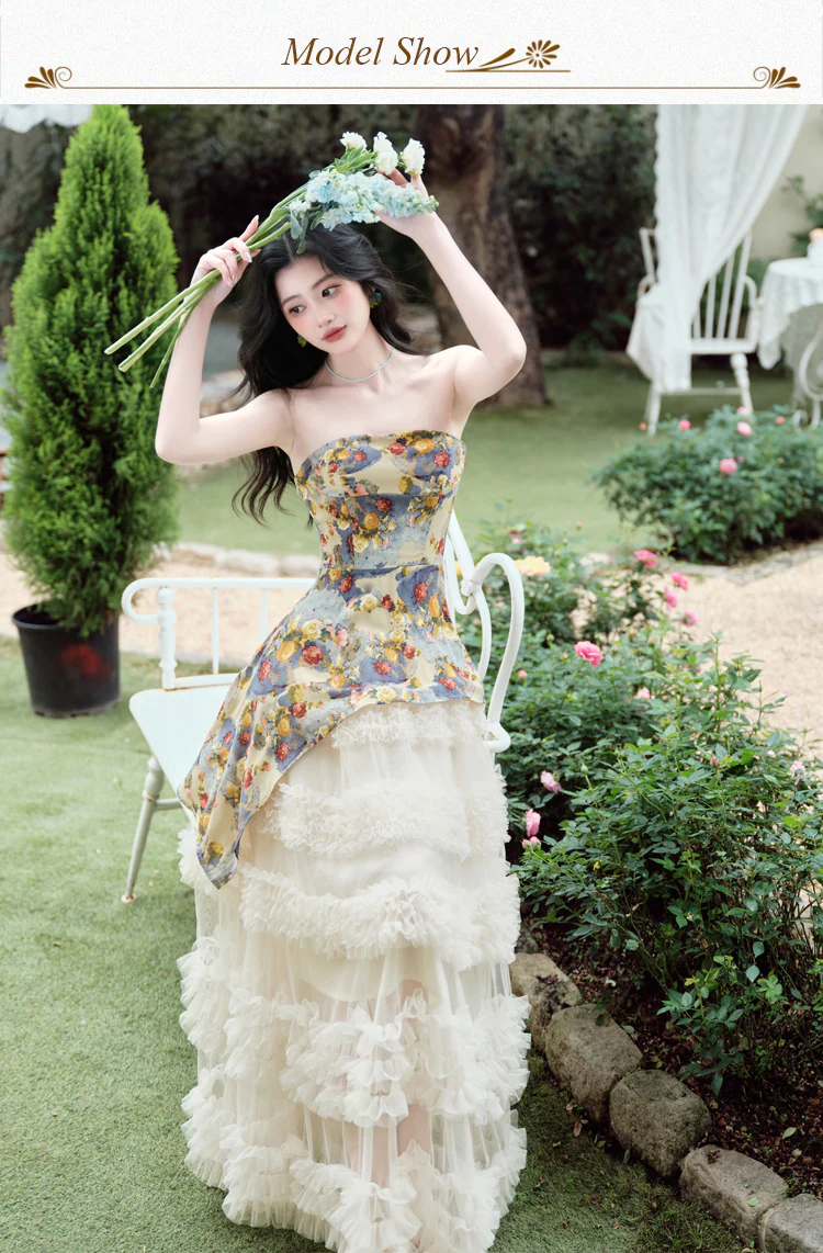 Fairy-Floral-Strapless-Asymmetrical-Top-with-Cream-Burnout-Ruffled-Tulle-Skirt08