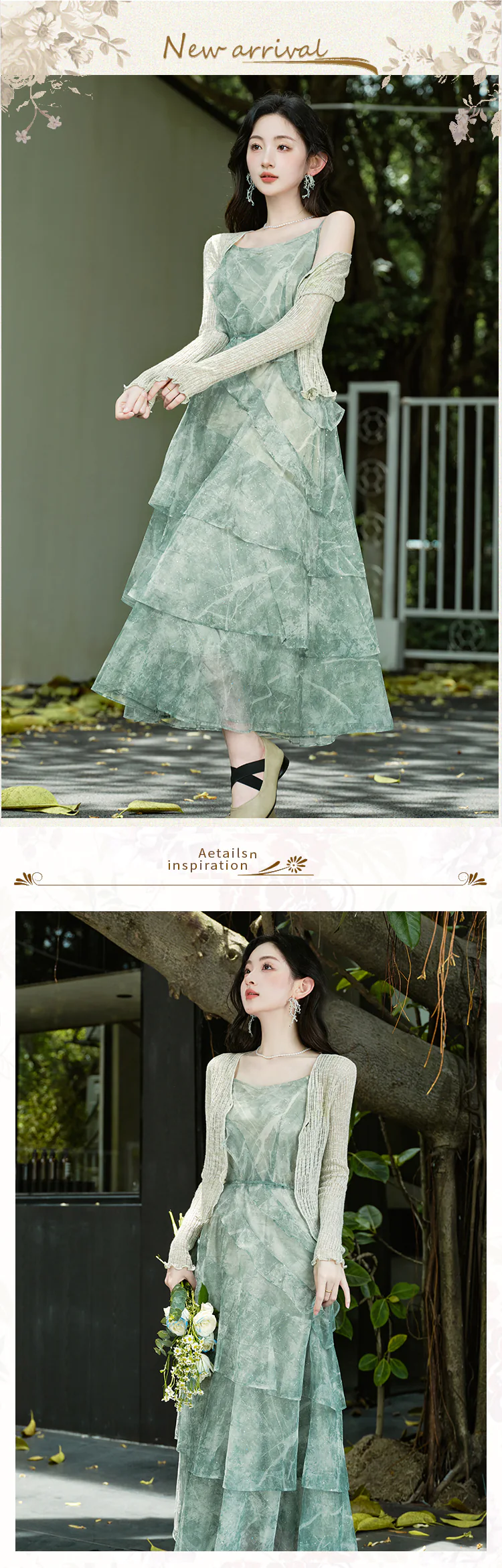 Fairy-Green-Tulle-Patchwork-Slip-Dress-with-Cardigan-Beach-Holiday-Outfits-Set07