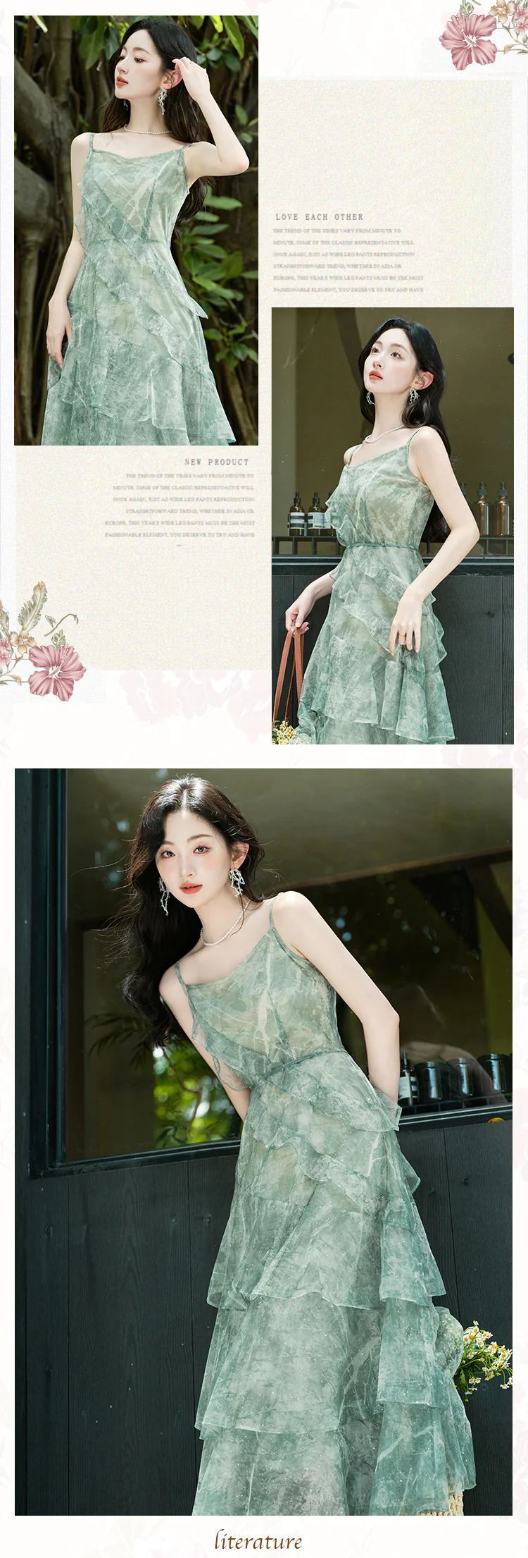 Fairy-Green-Tulle-Patchwork-Slip-Dress-with-Cardigan-Beach-Holiday-Outfits-Set14