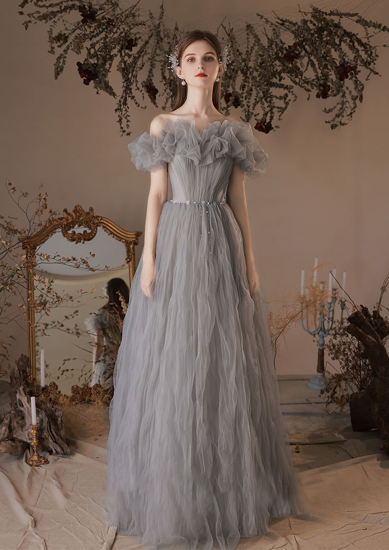 Fairy-Off-Shoulder-Gray-Engagement-Evening-Banquet-Party-Tulle-Dress07