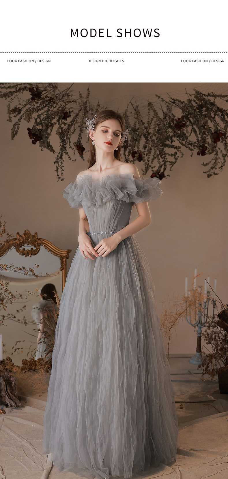 Fairy-Off-Shoulder-Gray-Engagement-Evening-Banquet-Party-Tulle-Dress10