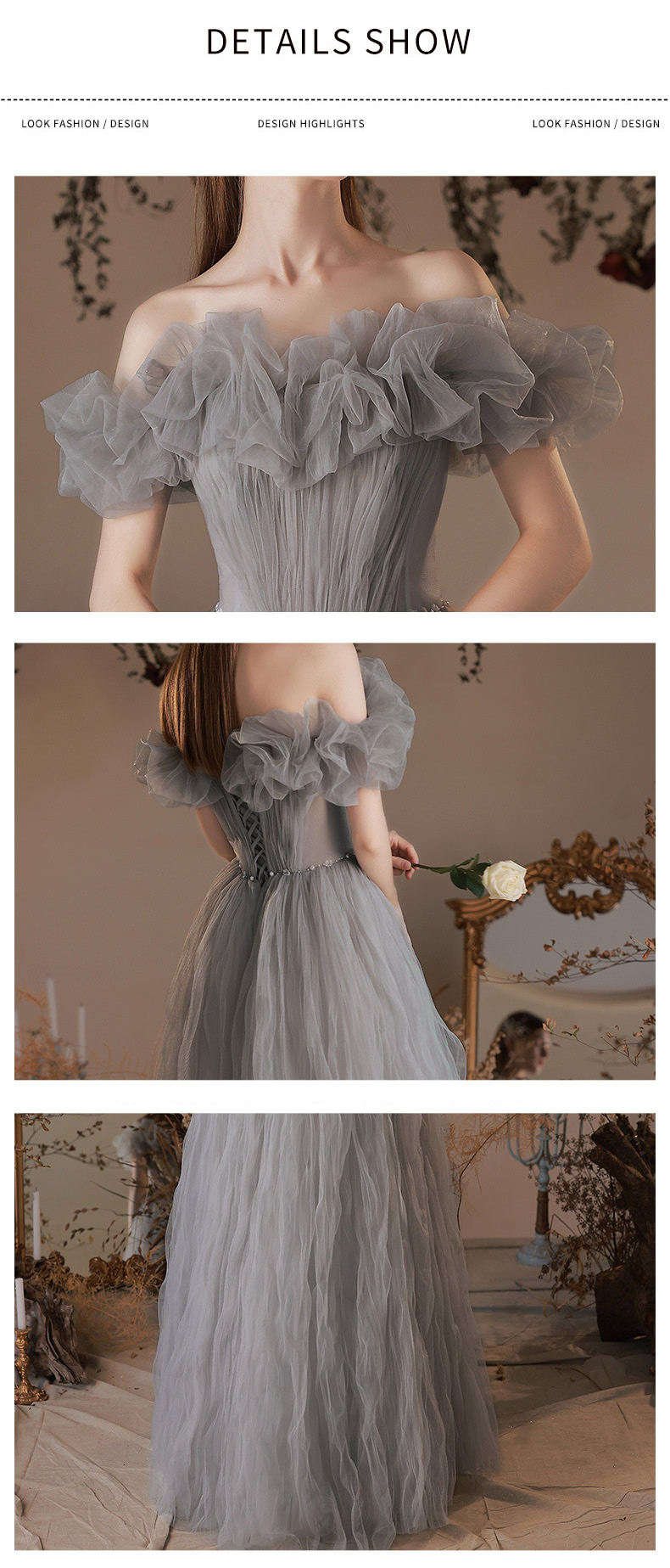 Fairy-Off-Shoulder-Gray-Engagement-Evening-Banquet-Party-Tulle-Dress15