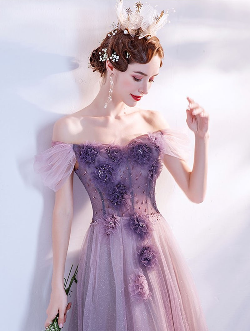 Fairy Purple Tulle Birthday Party Banquet Evening Dress Formal Maxi Gown02