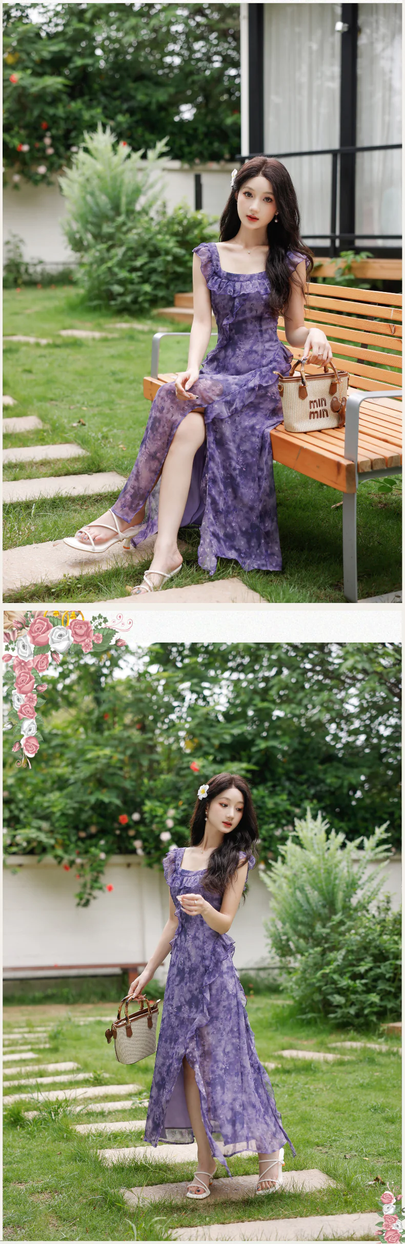 Feminine-Lavender-Floral-Print-Ruffle-Side-Slit-Chiffon-Casual-Dress11