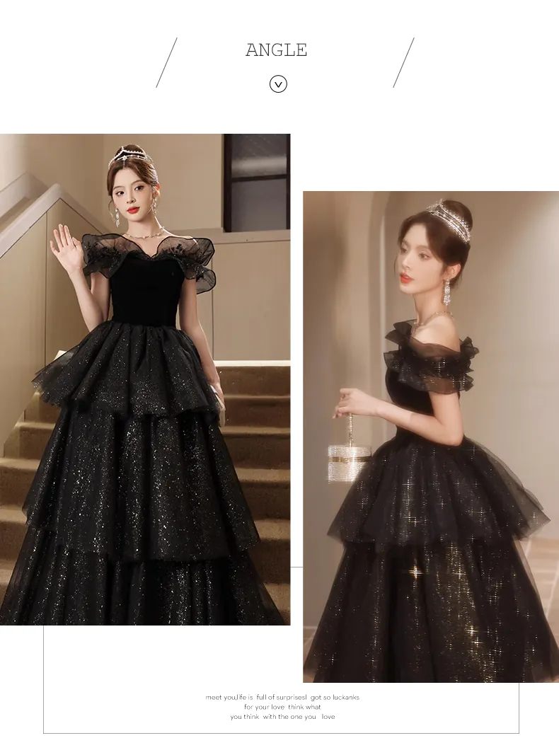 Fluffy-Off-the-Shoulder-Black-Tulle-Prom-Evening-Dress-Puffy-Ball-Gown09