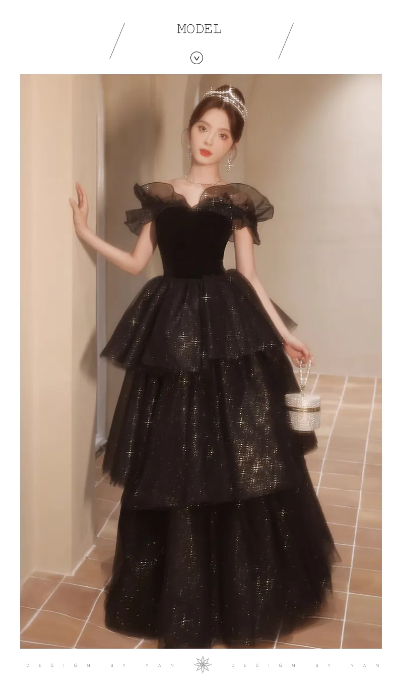 Fluffy-Off-the-Shoulder-Black-Tulle-Prom-Evening-Dress-Puffy-Ball-Gown11