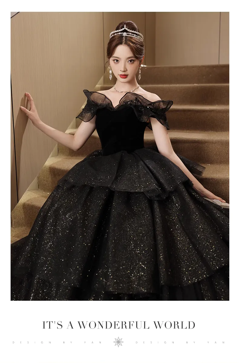 Fluffy-Off-the-Shoulder-Black-Tulle-Prom-Evening-Dress-Puffy-Ball-Gown12