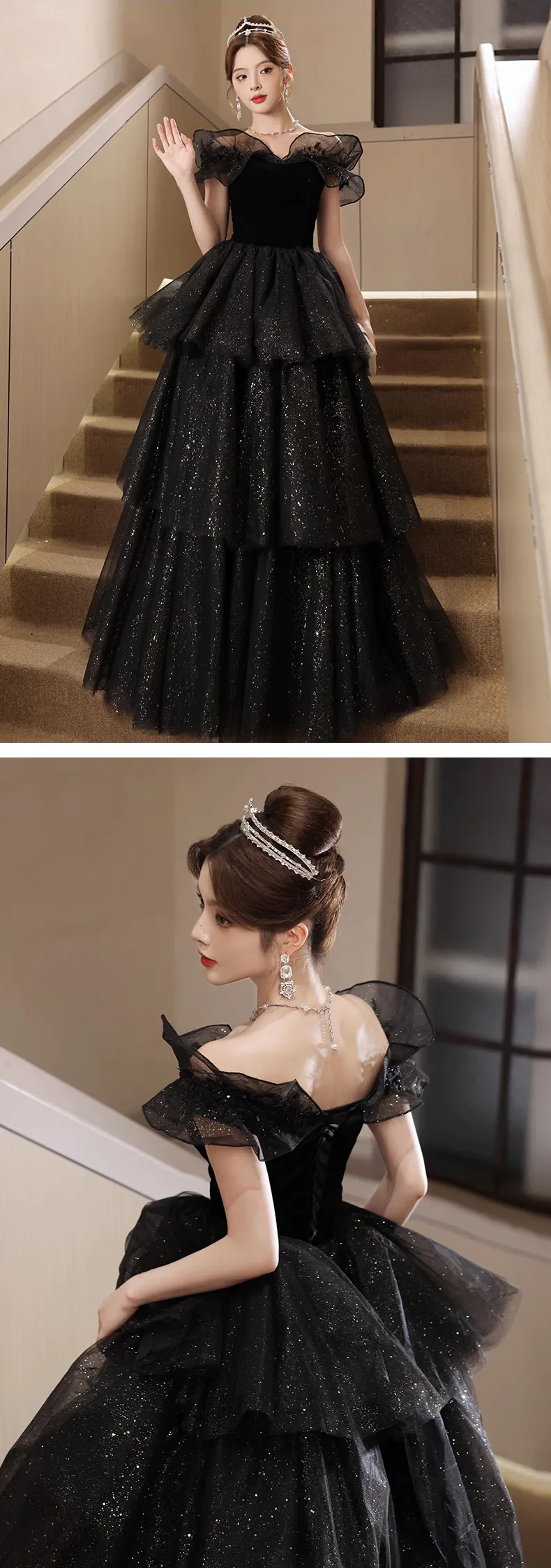 Fluffy-Off-the-Shoulder-Black-Tulle-Prom-Evening-Dress-Puffy-Ball-Gown17