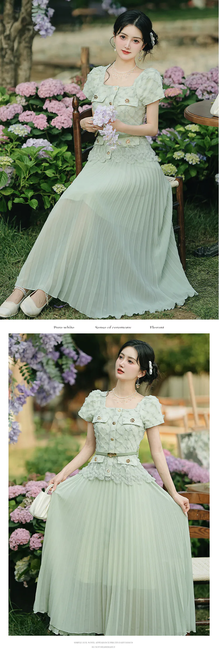 French-Style-Pastel-Green-Pleated-Skirt-Fake-2-Piece-Summer-Casual-Dress17