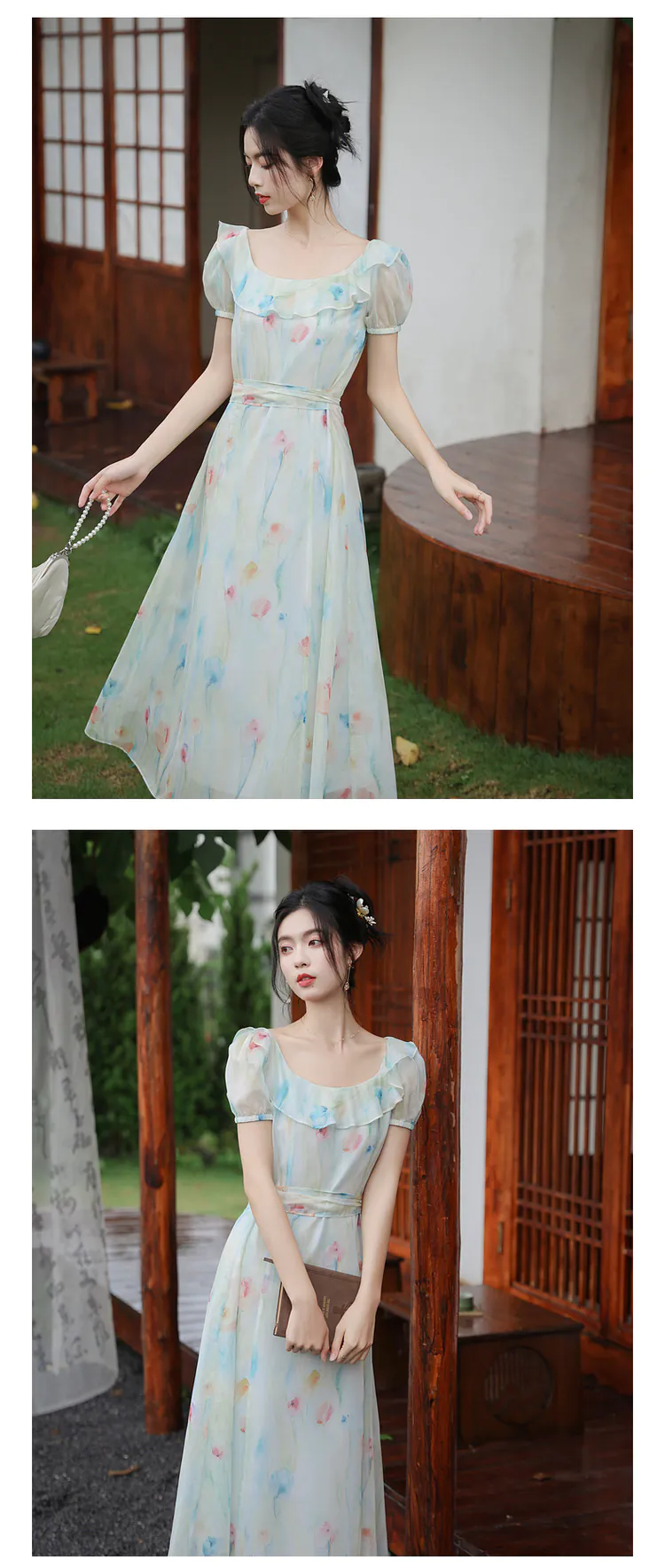 Fresh-Summer-Watercolor-Printed-Ruffle-Trim-Neckline-Casual-Dress14