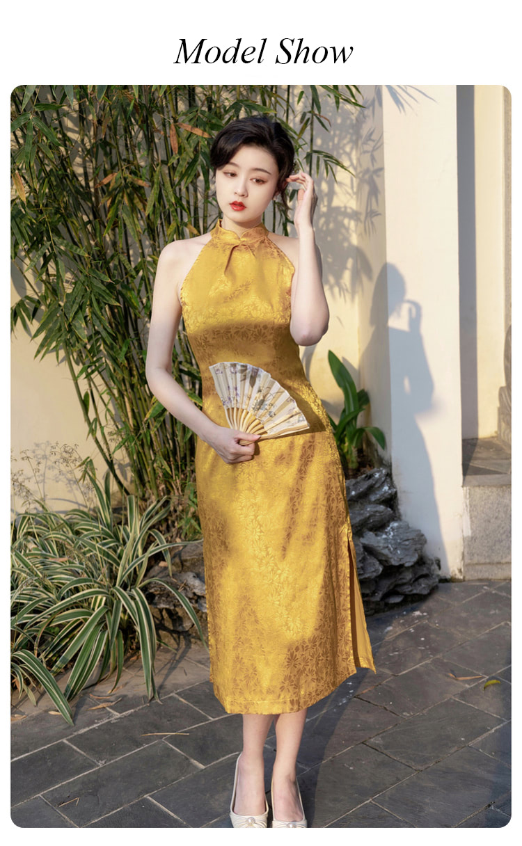 Halter-Floral-Brocade-Sleeveless-Jacquard-Cheongsam-Qipao-Dress10