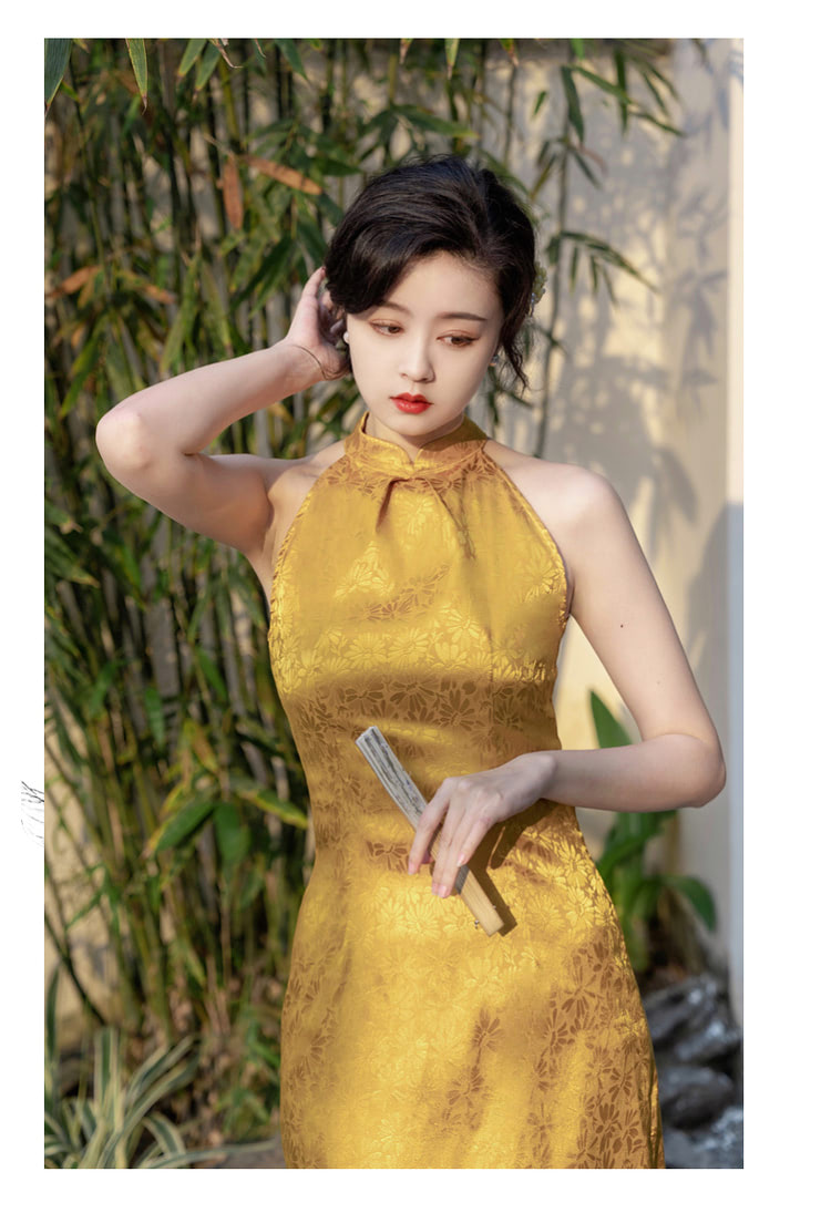 Halter-Floral-Brocade-Sleeveless-Jacquard-Cheongsam-Qipao-Dress11