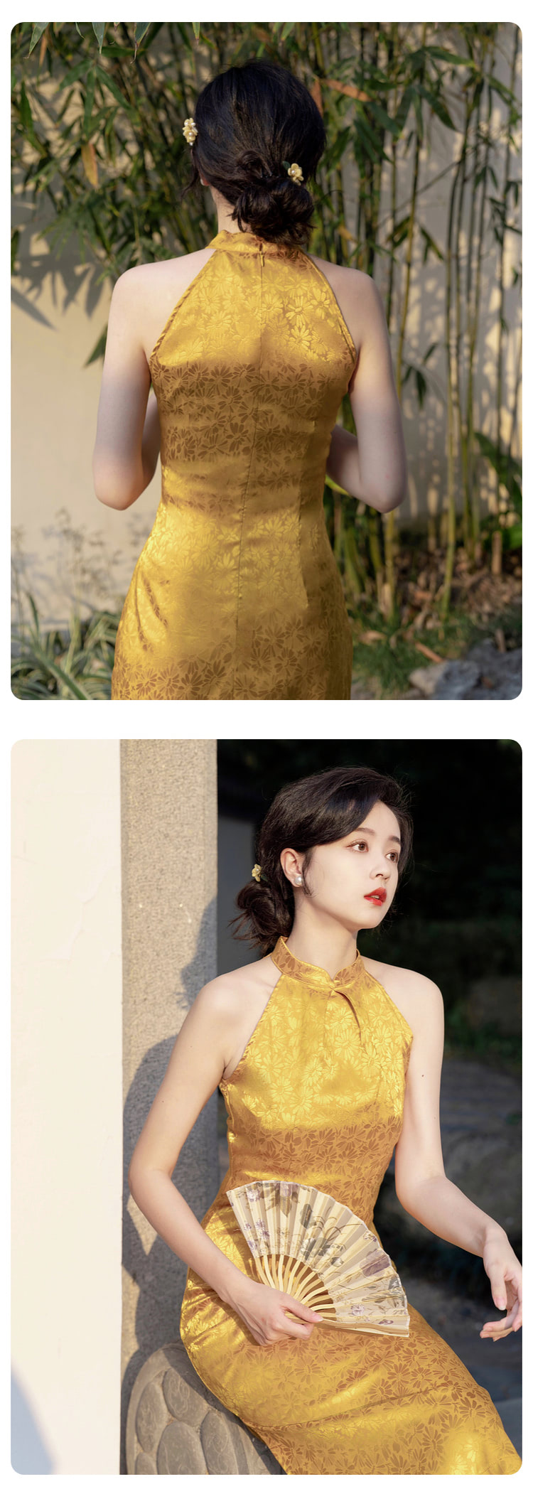 Halter-Floral-Brocade-Sleeveless-Jacquard-Cheongsam-Qipao-Dress12