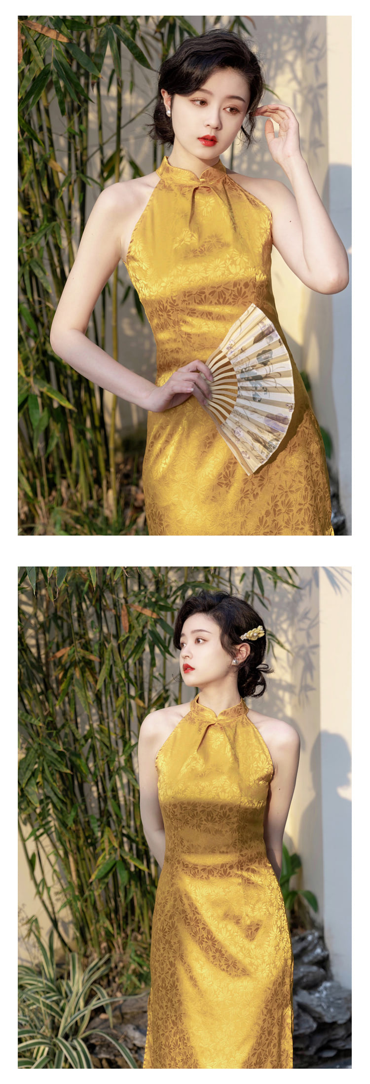 Halter-Floral-Brocade-Sleeveless-Jacquard-Cheongsam-Qipao-Dress13