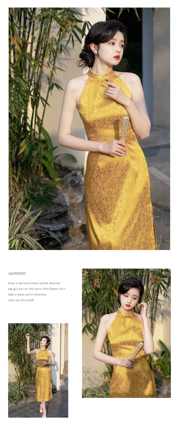 Halter-Floral-Brocade-Sleeveless-Jacquard-Cheongsam-Qipao-Dress14