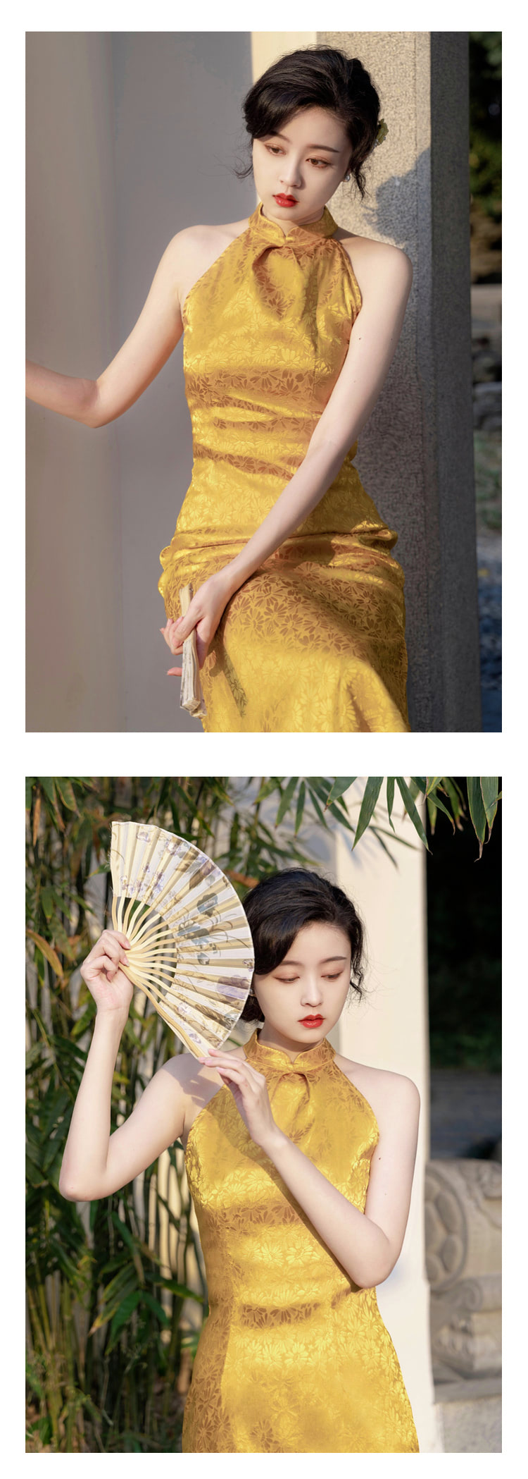 Halter-Floral-Brocade-Sleeveless-Jacquard-Cheongsam-Qipao-Dress15