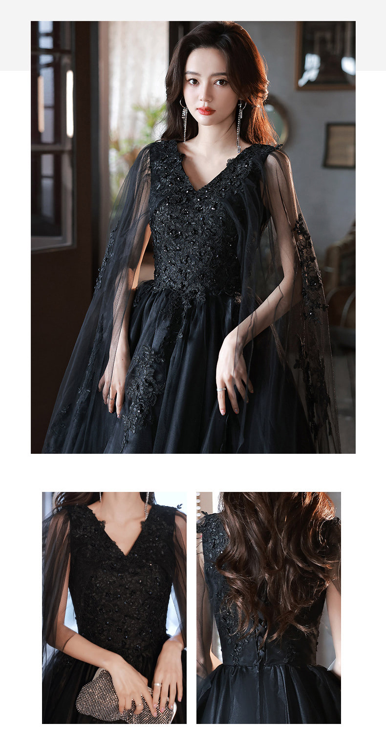 Luxury-Black-Tulle-Sleeve-Wedding-Evening-Formal-Long-Maxi-Dress09