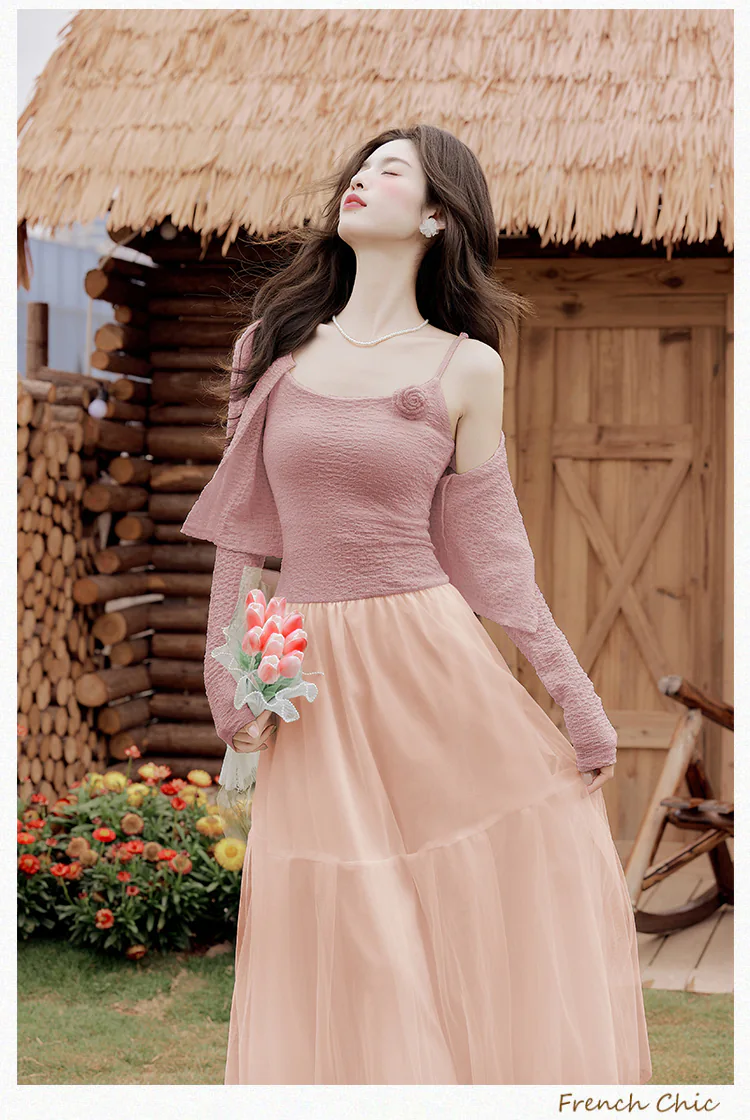 Modest Sweet Pink Cami Dress with Cardigan Summer Work Casual Outfit